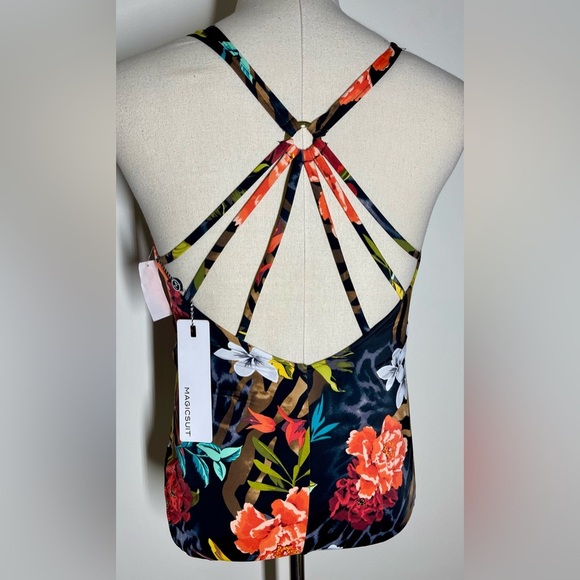 Magicsuit | Slimming Black Floral Swimsuit | Twist Front | Strappy Back | 12 - Picture 5 of 5